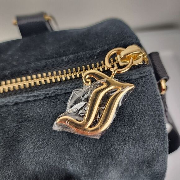 Juicy Couture Bag Obsession Satchel Black Velour Velvet Rhinestone Purse Handbag - Picture 7 of 14
